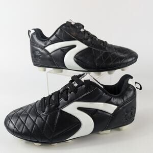 Athletic Works Boys Sz3 Soccer Cleats Youth Black White EUR35 Sidewinder Quilted